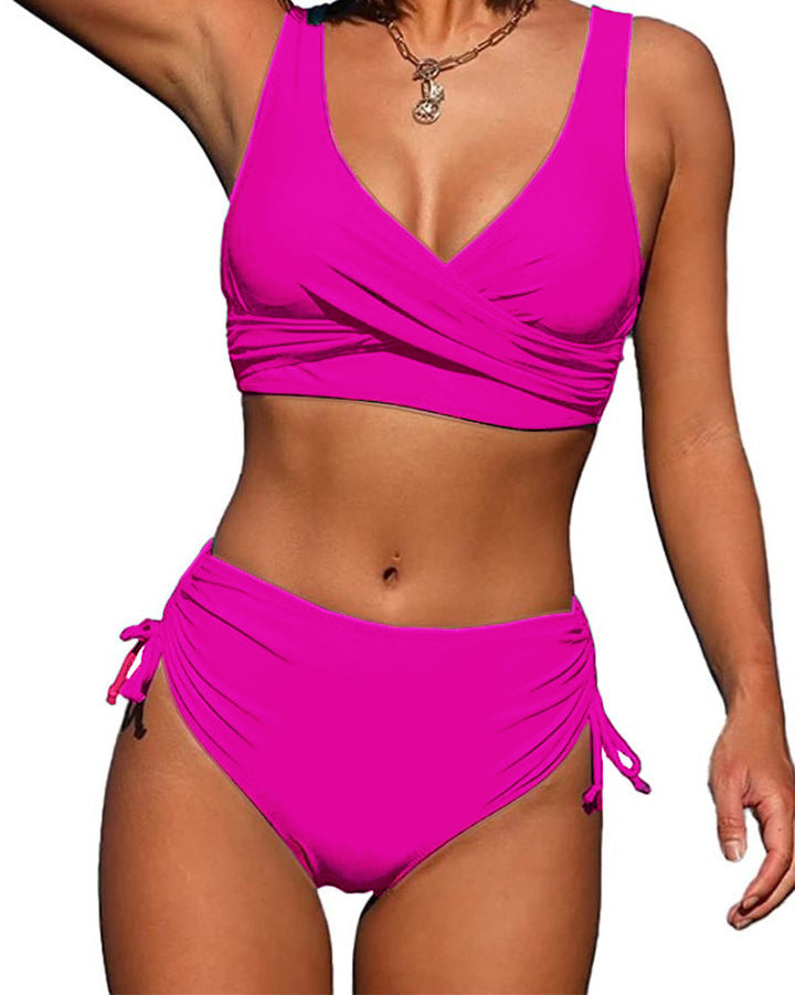🏖️👙【Ofertă de produse noi】🌴【S-3XL】Costum de baie bikini pentru femei, stil nou, vara 2026, culoare uni, comfort, respirabil, cu uscare rapidă.
