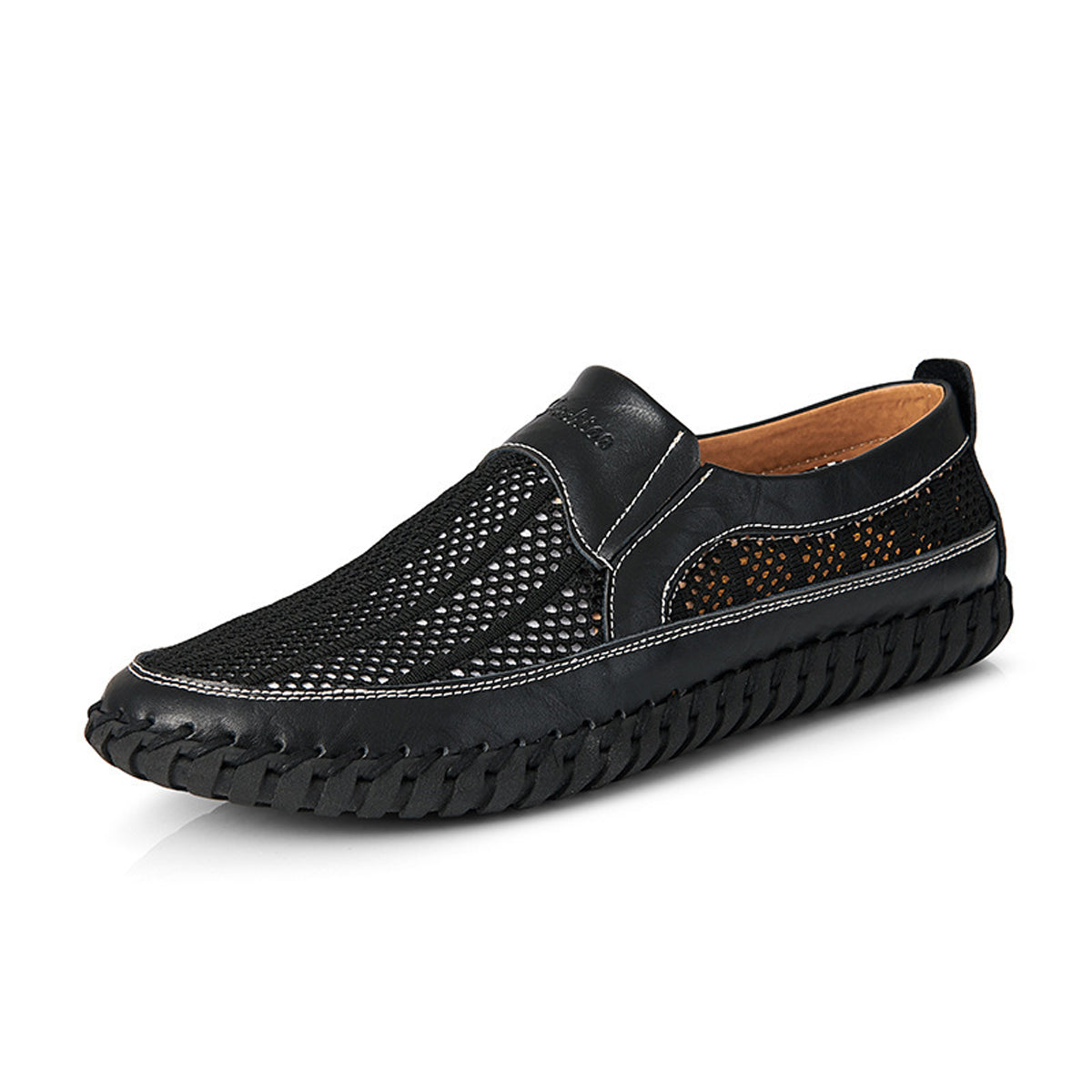 【38-48】👞Nowe męskie buty ze skóry siatkowej na wiosnę i lato - duże rozmiary odporne na pot i nieprzyjemny zapach, oddychające i wygodne-4046225
