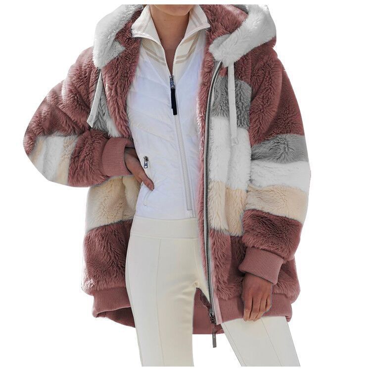 ☃️Ofertă limitată, reducere de 35%❄️【S-5XL】Jachetă de iarnă pentru femei, model nou 2026, groasă, cu dungi din pluș