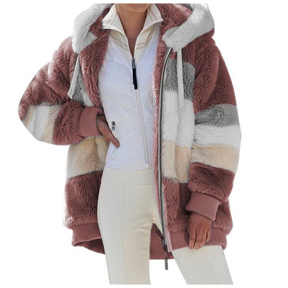 ☃️Ofertă limitată, reducere de 35%❄️【S-5XL】Jachetă de iarnă pentru femei, model nou 2026, groasă, cu dungi din pluș
