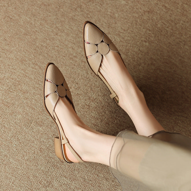 ✨🔥👡【Ograniczona ilość】2025 sandały damskie, spiczaste ręcznie robione ze skóry naturalnej antypoślizgowe miękkie modne i uniwersalne-3981108