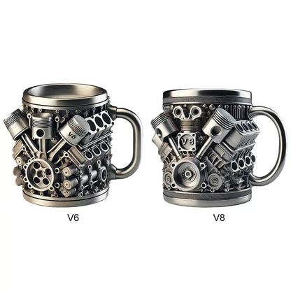 🎁☕ Ceașcă de cafea din oțel inoxidabil Creative Engine V6V8