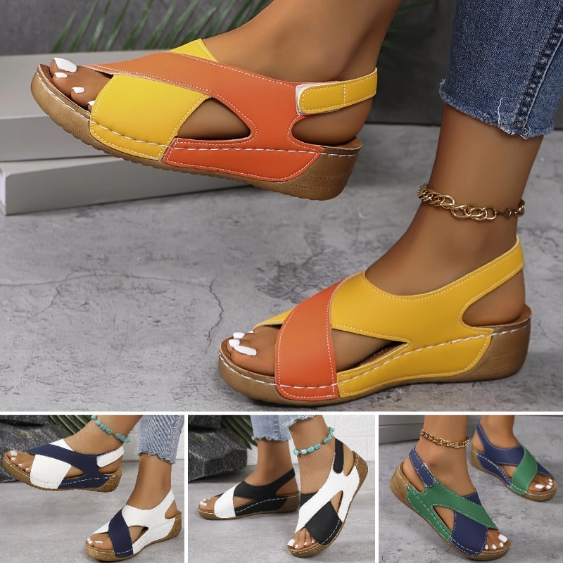 🏖️🏝️【36-43】Sandalias de cuña en contraste para mujer, zapatos de playa para vacaciones