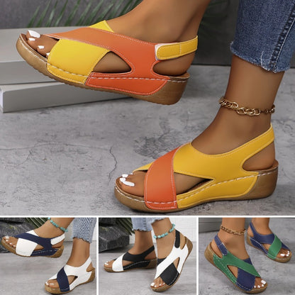 🏖️🏝️【36-43】Sandalias de cuña en contraste para mujer, zapatos de playa para vacaciones