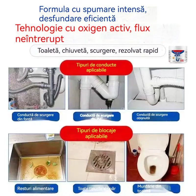 👍💦【Cumpără 1, primești 1 gratis】Instrument puternic pentru desfundarea țevilor | Dizolvă cu ușurință blocajele de ulei, toalete și bucătării! Deodorizează dintr