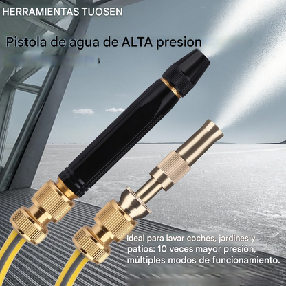 🚿[Set 2 piese]💧 Pistol de apă de înaltă presiune: Spălătorie auto, Grădină, Presiune de 10 ori mai mare, Multi-Mod ⚡