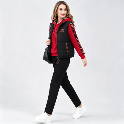 🔥🔥【Top + Vestă + Pantaloni】Set elegant și călduros din 3 piese pentru toamnă și iarnă