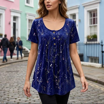 Rochie de damă cu imprimeu plisat și talie tip buchet
