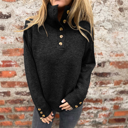 🧶💖【Wysoka jakość】Damski jesienno-zimowy modny luźny sweter dzianinowy ze stójką