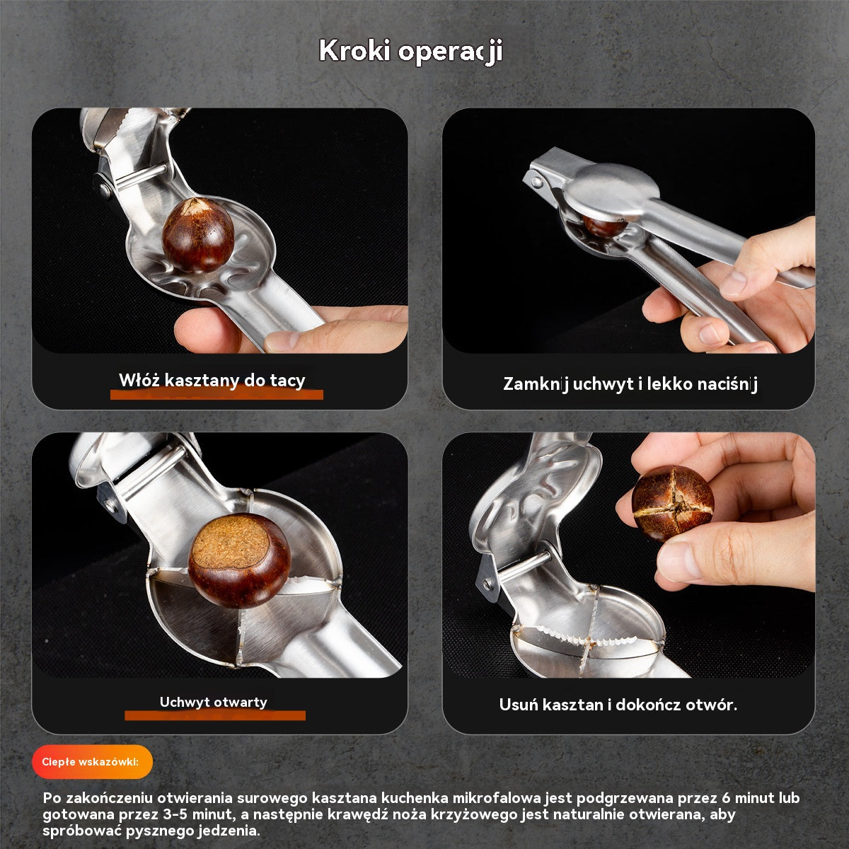 🌰【Kup 1, a 2 dostaniesz gratis】 Otwieracz do kasztanów z klipsem, otwierany jednym dotknięciem bez ryzyka zranienia rąk!