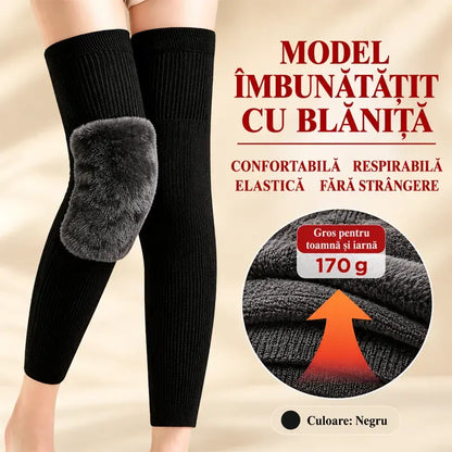 🦵 Genunchiere Călduroase de Iarnă · Model Extra Lung cu Căptușeală Pufoasă · Protecție Extinsă pentru Genunchi și Picioare!