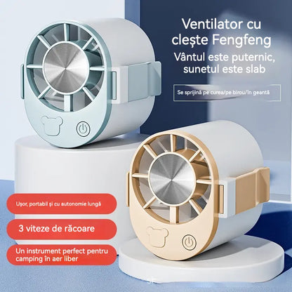 🔥【Cumpără 1 și Primești 1 GRATIS】🌀 Mini Ventilator Portabil de Mare Viteză, cu Prindere pe Talie/Curea – Ideal pentru Lucru în Aer Liber și Camping