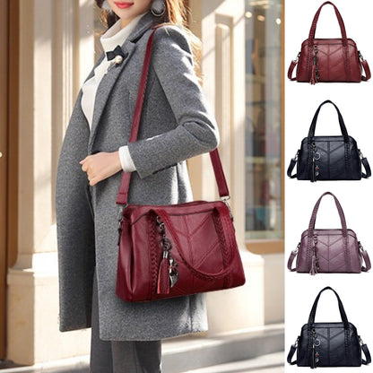 👜💟【50% ZNIŻKI】Torba z miękkiej skóry, torebka, duża pojemność, trzy przegrody, wodoodporna i odporna na zarysowania