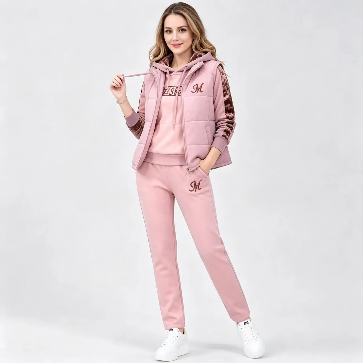 🔥🔥【Top + Vestă + Pantaloni】Set elegant și călduros din 3 piese pentru toamnă și iarnă