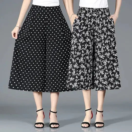 ❤️【Produs bestseller în magazin】❤️ Pantaloni largi cu talie înaltă și imprimeu – noul model de vară, ușori și moderni