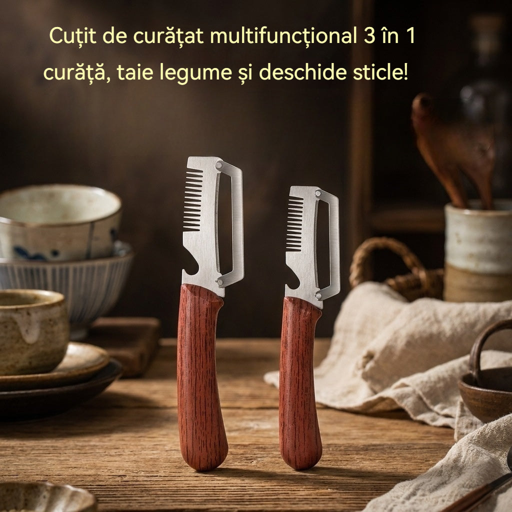 ✅ Cumpără 1, primești 1 (în total 2 bucăți) 🧅🔪 Cuțit de curățat multifuncțional 3 în 1: curăță, taie legume și deschide sticle! 🔥