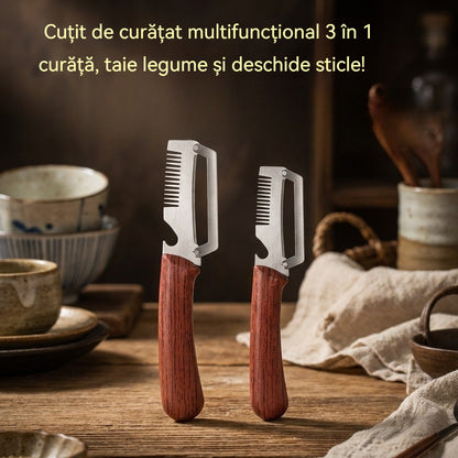 ✅ Cumpără 1, primești 1 (în total 2 bucăți) 🧅🔪 Cuțit de curățat multifuncțional 3 în 1: curăță, taie legume și deschide sticle! 🔥