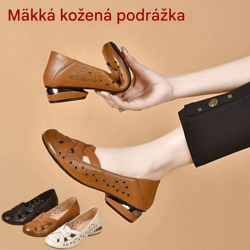 💞【35-40】Nuevas sandalias de mujer 2026, punta redonda, cuero genuino, tacón bajo