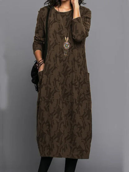 🔥Tallas S-3XL: ¡Especial de invierno! Vestido único con bolsillos y cuello redondo, elegante y con estilo.