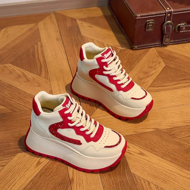 🔥【Gorąca wyprzedaż】Nowe buty sportowe damskie 2025, gruba podeszwa, wzrost 8 cm, buty codzienne damskie