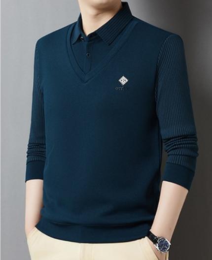🔥 Ofertă sezonieră -50% 【M-4XL】👔 Set bărbătesc premium căptușit, călduros, cu cămașă cu mânecă lungă