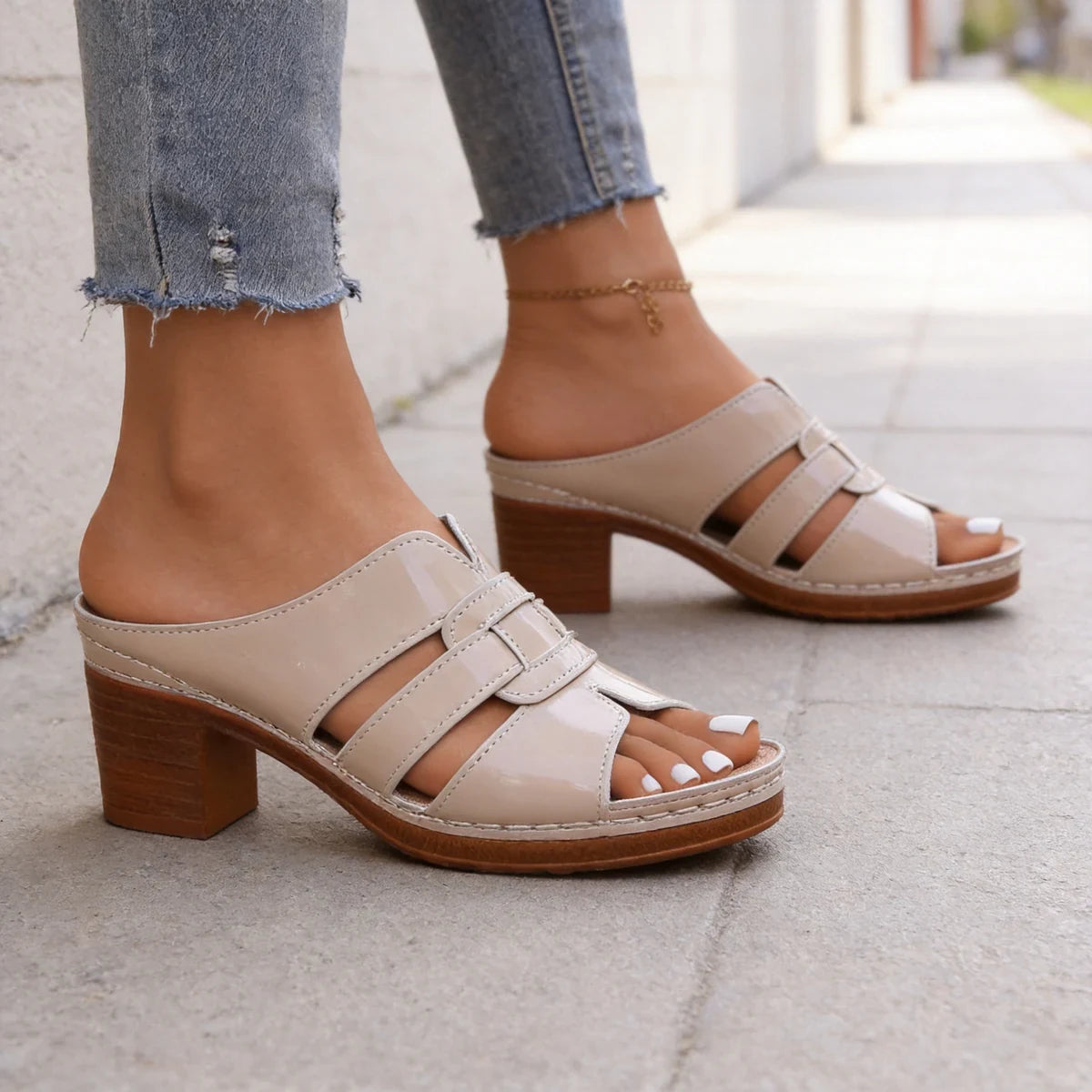 🛍️ Eleganță de Vară! Saboți Moderni cu Toc Gros și Decupaje | 36-43