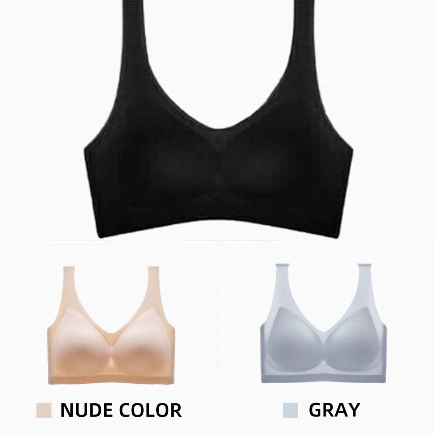 ❤️【3 bucăți】❤️【M-5XL】Sutien ultra-subțire din mătase de gheață fără cusături【Pachete cu reducere】