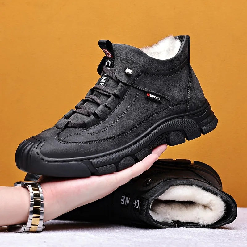 🔥🔥【39-44】50% de descuento: Calzado de invierno para hombre ❄️ Botas altas cálidas y gruesas de terciopelo y piel auténtica