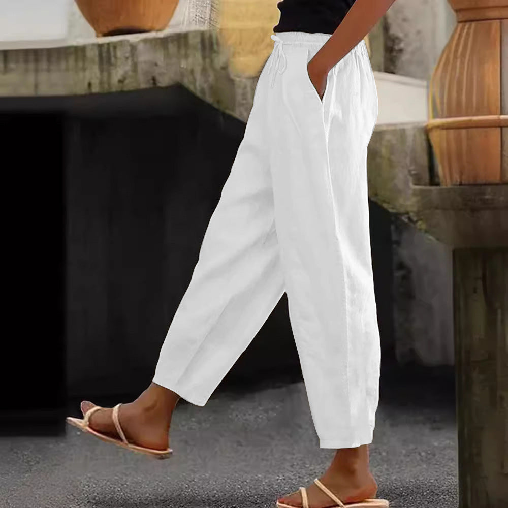 😍💕【40-120 kg】Pantalones casuales para mujer de algodón y lino ✅️Pago contra entrega
