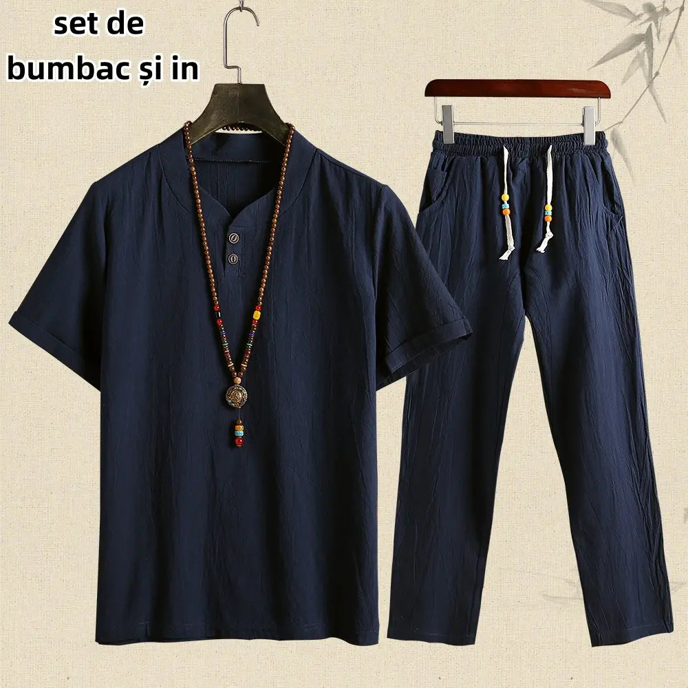 🔥🌈【M-5XL】【Topuri + Pantaloni】Costum casual bărbătesc din două piese, la modă✅Lejer✅Confortabil✅Respirabil
