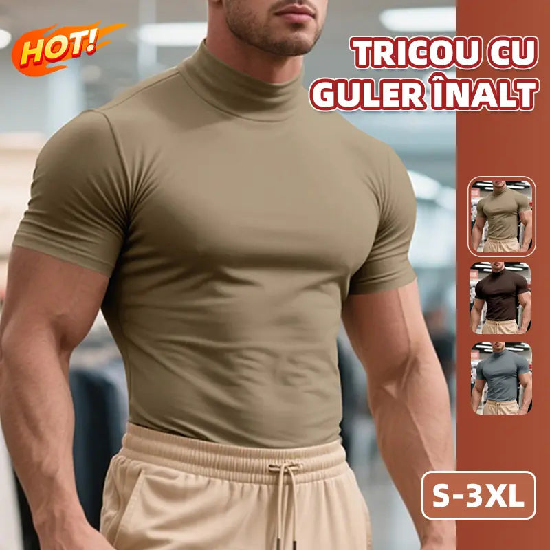 【cumperi 1, primești 1 gratis】tricou bărbătesc cu guler semi-înalt, absorbant și respirabil