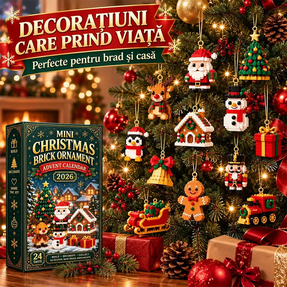 🎄 Calendar Advent 2026 cu Mini Blocuri de Construcție de Crăciun · 24 de Surprize · Ornamente de Agățat în Brad · Cadou Perfect pentru Familie!