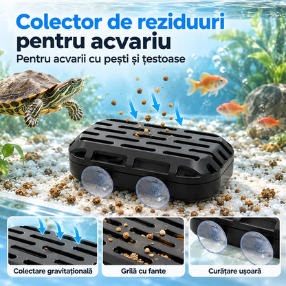 🐢 Colector de Reziduuri pentru Acvariu și Broaște Țestoase · Colectare Gravitațională · Două Ventuze · Curățare Ușoară!