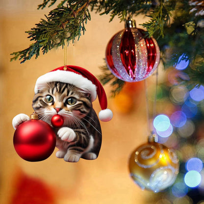 🔥🐈【Kup 5, a 5 otrzymasz gratis】🎄10 sztuk😻Zawieszki do dekoracji choinki w kształcie kotka