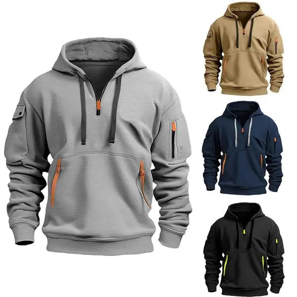 👕Noutate pentru toamnă/iarnă [Mărimi S-5XL] Hanorac bărbătesc cu fermoar și buzunare multiple – Livrare gratuită