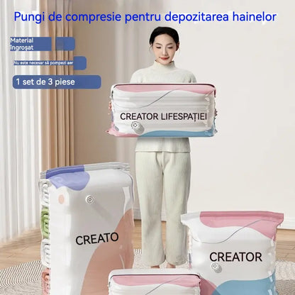 【Set 5 piese】Pungi de vidat haine fără pompă, design ranforsat pentru depozitare