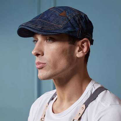 🤠【Oferta por tiempo limitado】Boina de mezclilla para hombre Gorra con visera Retro Sombrero informal