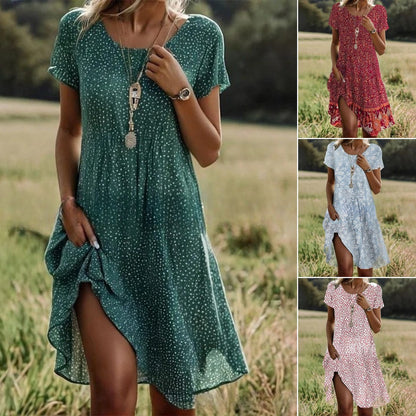 🛒📣【Último día de la promoción】【S-3XL】💖👗Nuevo vestido casual estampado de cuello redondo para primavera y verano 2026 🌸🌞