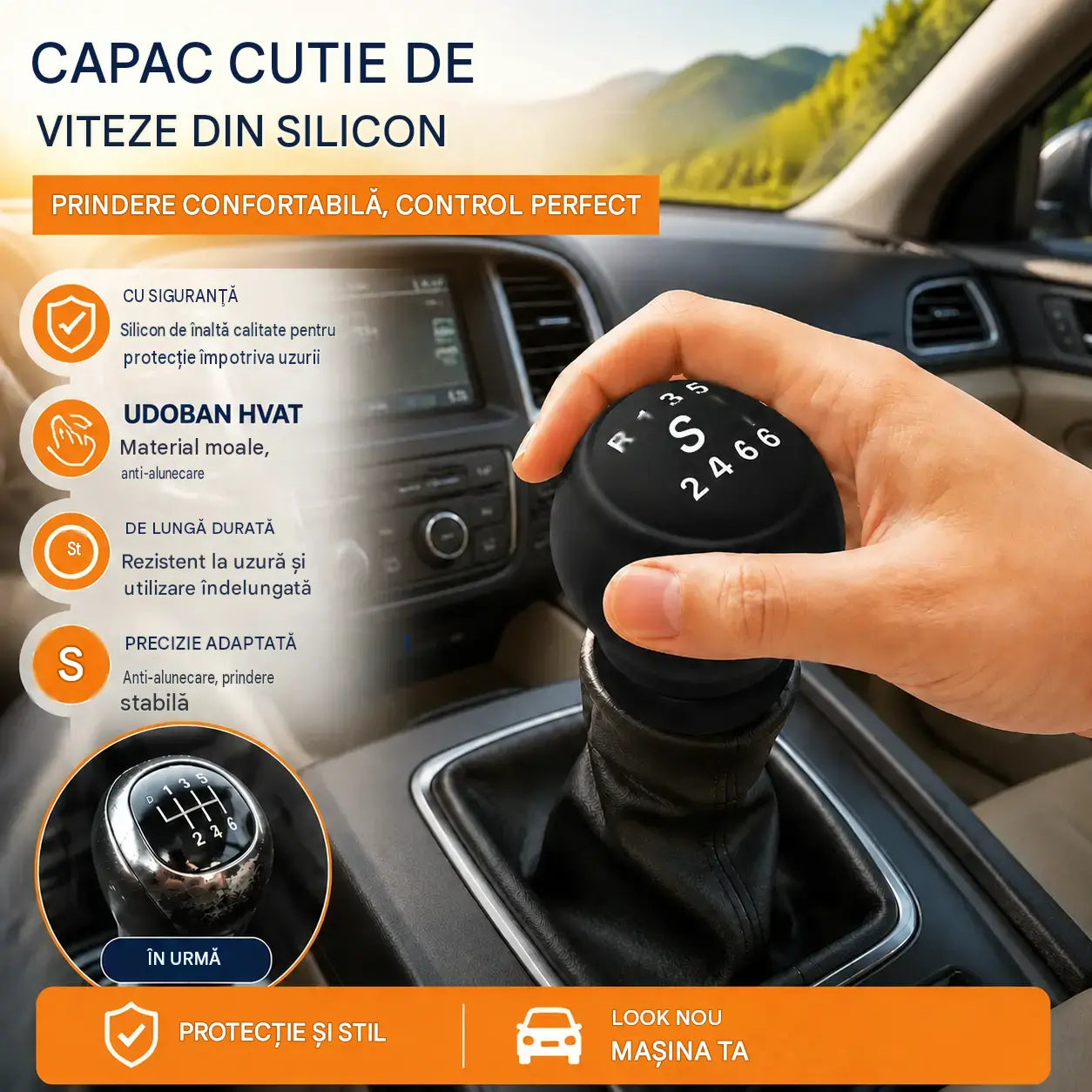 🚘✨ Oferă mașinii tale un stil nou cu această husă din silicon pentru maneta de viteze