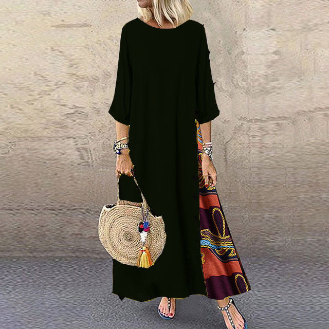 ✨💕【Oferte speciale de vară🔥】【M-5XL】 Noua rochie elegantă retro casual imprimată 2025-4038512
