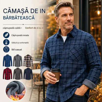🔥【Reducere 50%】Doar 179 lei bucata 👔【L–5XL】Cămașă office călduroasă, cu mânecă lungă