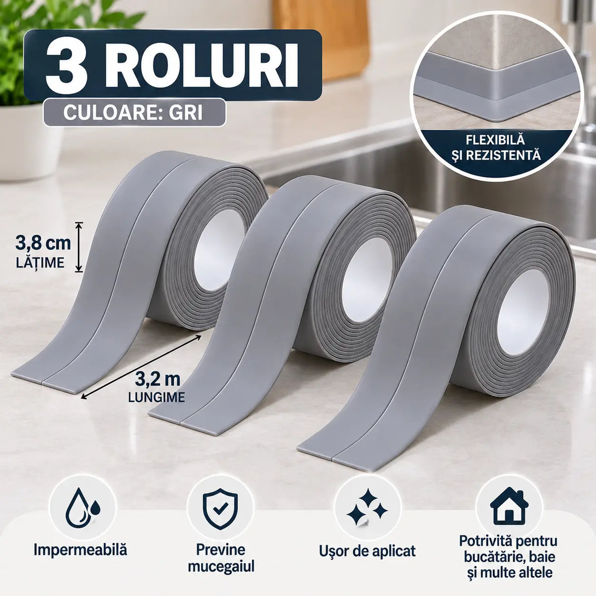 ✨【2+1 GRATUIT】Bandă impermeabilă pentru rosturi, protecție simplă împotriva umezelii pentru o casă mai curată și îngrijită