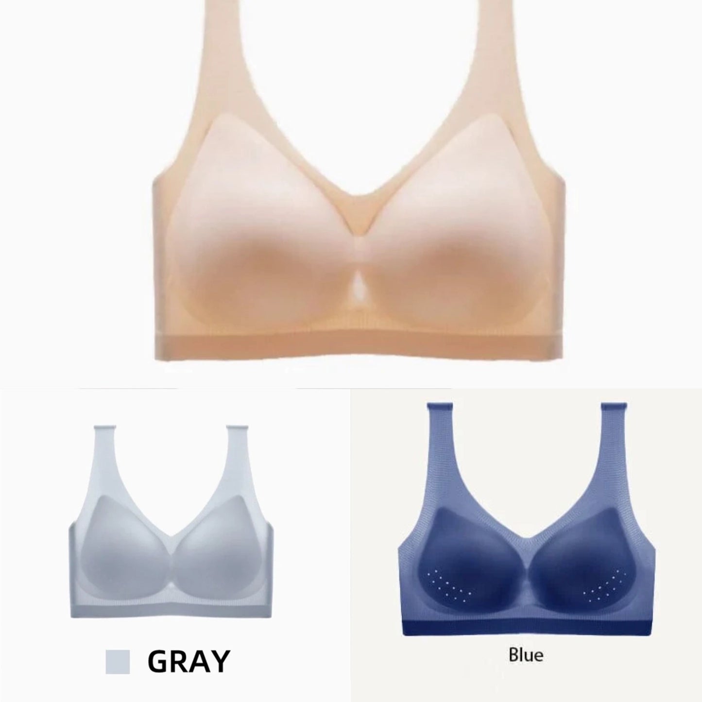 ❤️【3 bucăți】❤️【M-5XL】Sutien ultra-subțire din mătase de gheață fără cusături【Pachete cu reducere】