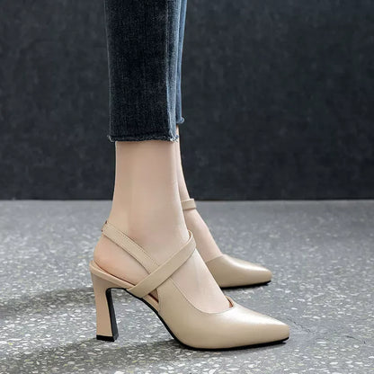 🔥【+7 cm înălțare】👠 Pantofi cu toc înalt din piele naturală, vârf ascuțit, eleganți