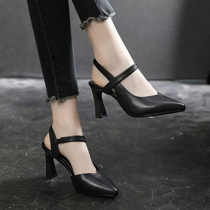 🔥【+7 cm înălțare】👠 Pantofi cu toc înalt din piele naturală, vârf ascuțit, eleganți