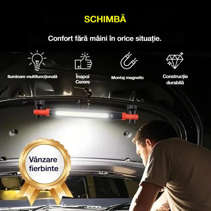 🔦💡 Lanternă de lucru reîncărcabilă 4 în 1: îți eliberează mâinile și poate fi folosită oriunde.