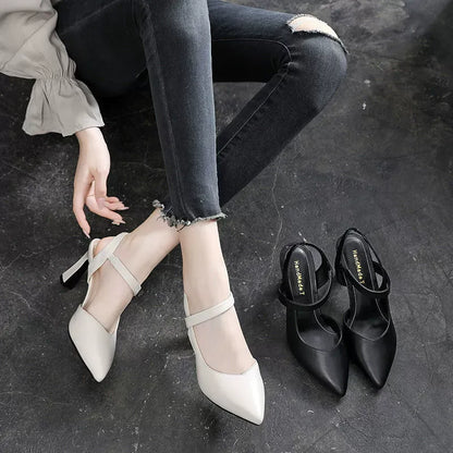 🔥【+7 cm înălțare】👠 Pantofi cu toc înalt din piele naturală, vârf ascuțit, eleganți