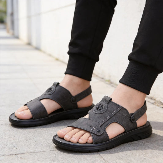 Sandale și Șlapi 2 în 1 pentru Bărbați, Încălțăminte de Vară din Piele Moale, Talpă Flexibilă și Confortabilă pentru Plajă și Casual