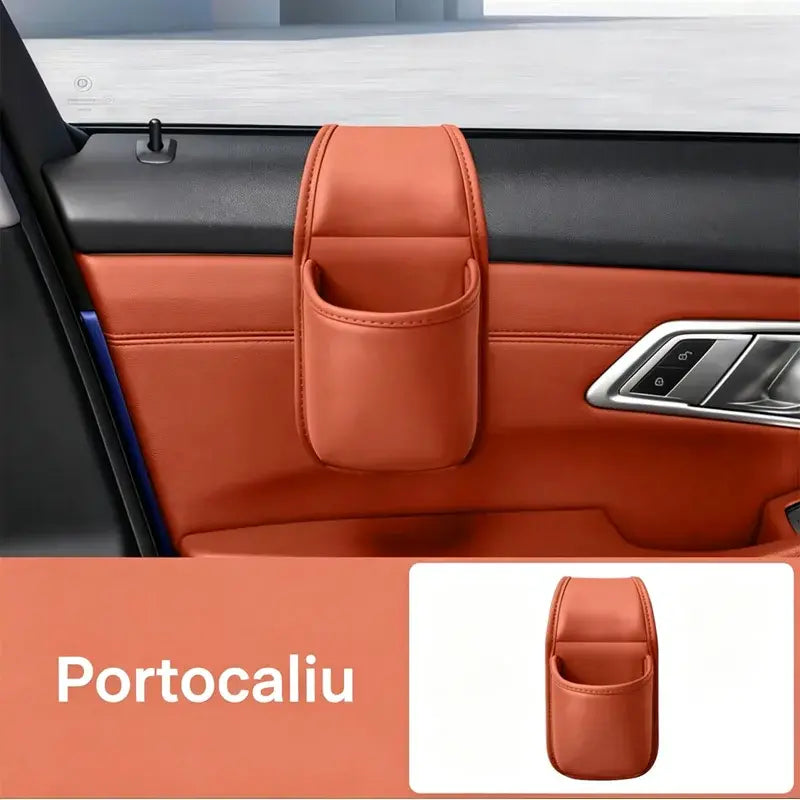 🚗 Spațiu suplimentar și ordine în mașină! Suport din piele pentru ușă auto / pahar și telefon (Montare ușoară la geam / Ofertă 1+1 GRATUIT )! ✨