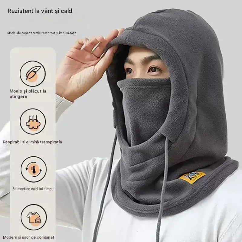 ❄️ Căciulă termică cu acoperire completă și căptușeală din fleece, care protejează împotriva frigului până la -20 °C. ⛷️ Perfectă pentru schi, motociclism și activități în aer liber.